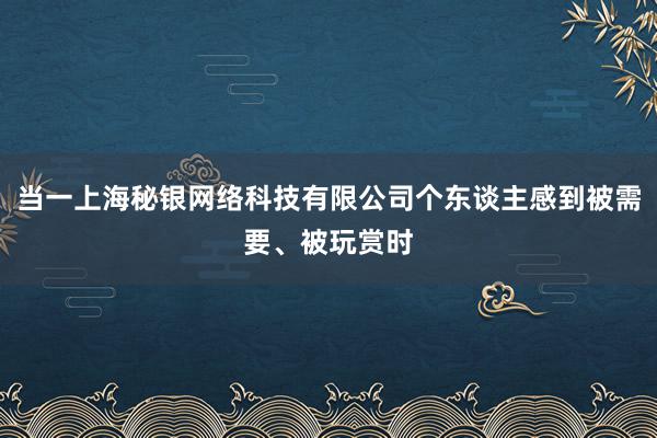 当一上海秘银网络科技有限公司个东谈主感到被需要、被玩赏时